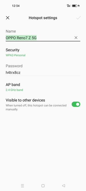 Enter a Wi-Fi hotspot password of at least 8 characters and select OK