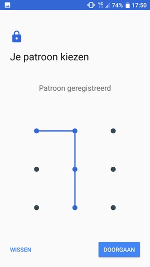 Teken een ontgrendelingspatroon en selecteer DOORGAAN