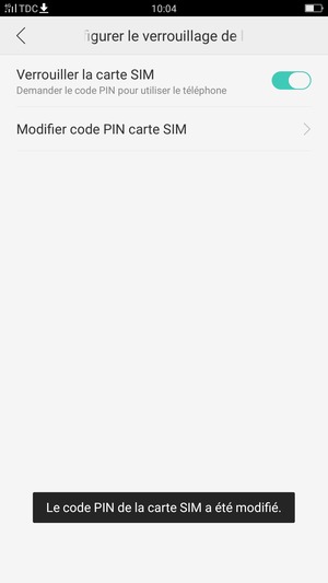 Votre code PIN de la carte SIM a été modifié