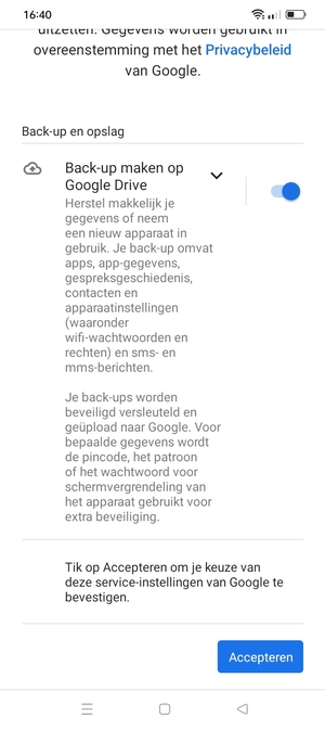 Selecteer Accepteren