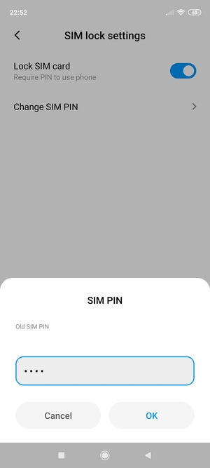 Enter your Old SIM PIN and select OK