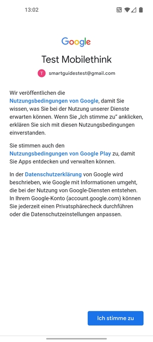 Wählen Sie Ich stimme zu