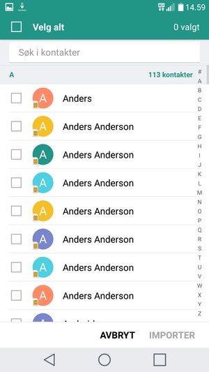 Kryss av i Velg alt avkrysningsboksen