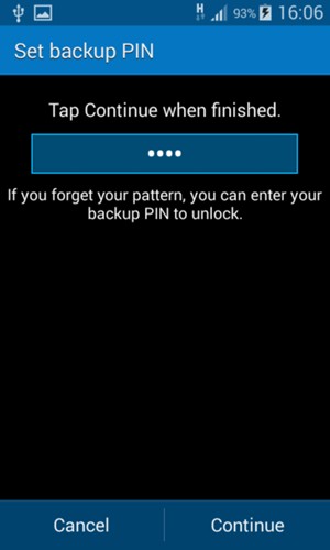 Enter Backup PIN and select Continue