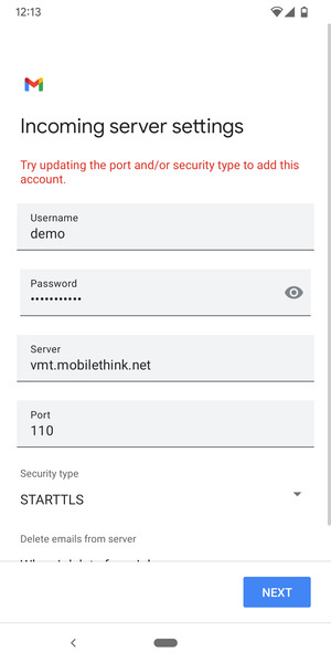 Select Security type