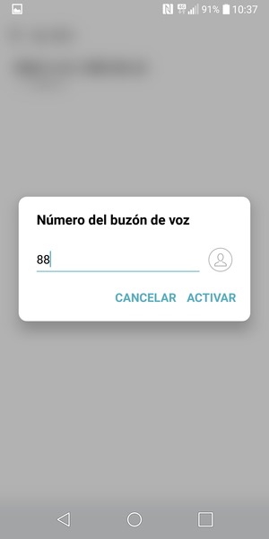 Introduzca el Número del buzón de voz y seleccione ACTIVAR