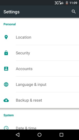 Scroll to and select Security