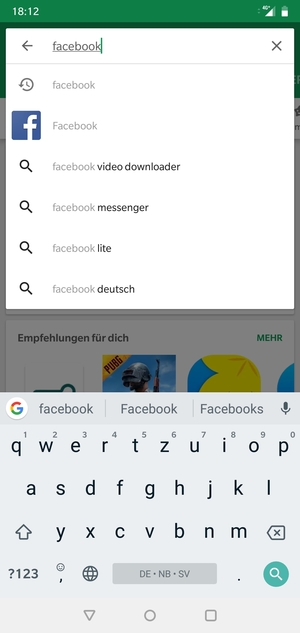 Geben Sie den Namen der App ein und wählen Sie Suchen