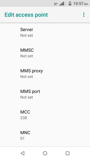 Scroll down and enter MMS information