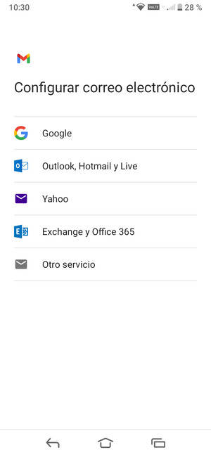 Seleccione Outlook, Hotmail y Live