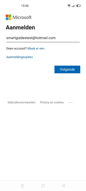 Voer uw e-mailadres in en selecteer Volgende