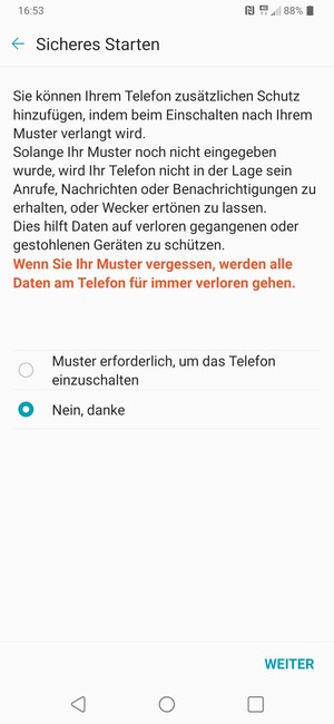 Wählen Sie die gewünschte Option und wählen Sie WEITER