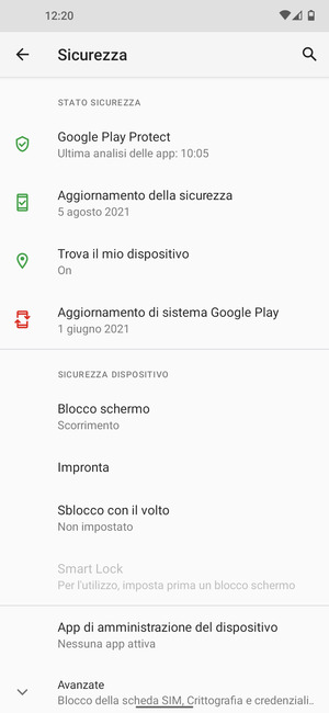 Per attivare il blocco dello schermo, seleziona Blocco schermo