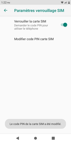 Votre code PIN de la carte SIM a été modifié