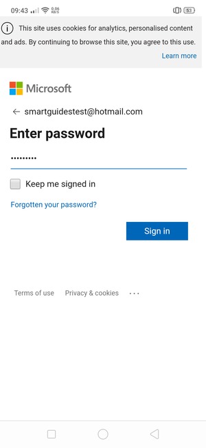 Enter your password and select Sign in