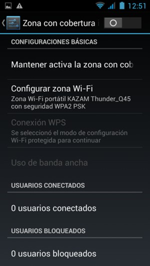 Seleccione Configurar zona Wi-Fi 