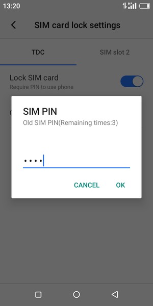 Enter your Old SIM PIN and select OK