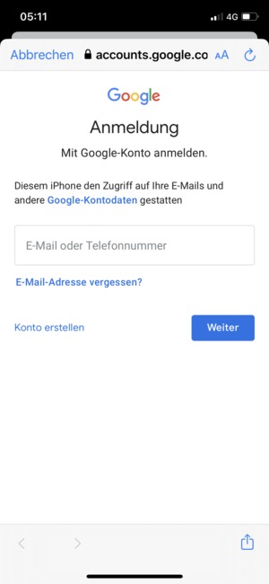 Geben Sie Ihre E-Mail-Adresse ein und wählen Sie Weiter