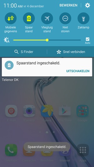 Schakel Spaarstand in