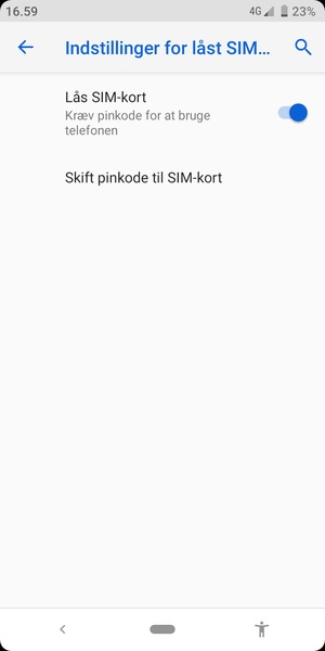 Vælg Skift pinkode til SIM-kort