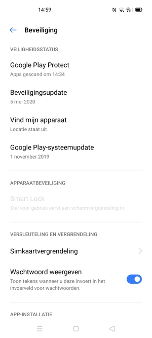 Scroll naar en selecteer  Simkaartvergrendeling