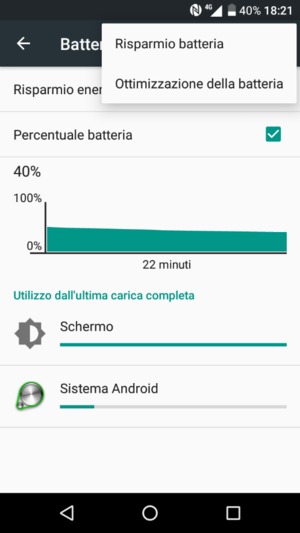 Seleziona Risparmio batteria