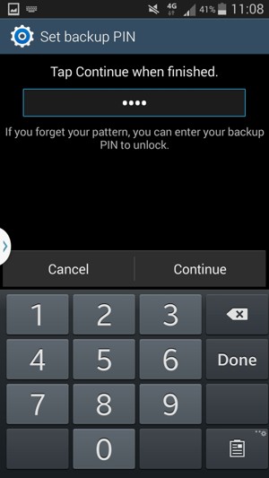 Enter a Backup PIN and select Continue