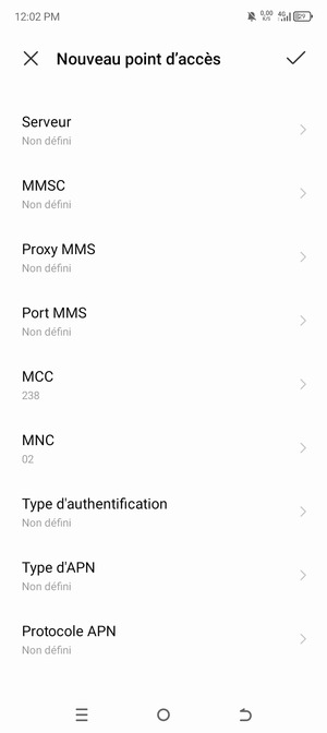 Faites défiler vers le bas et saisissez les informations MMS