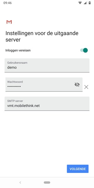 Voer Uitgaand serveradres in