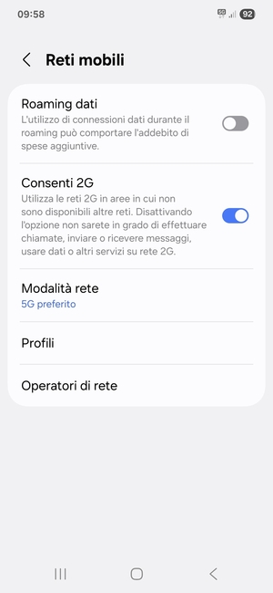 Seleziona Profili