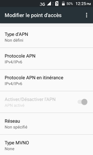 Faites défiler vers le bas et saisissez les informations MMS