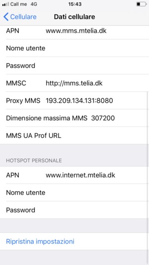 Scorri e seleziona Ripristina impostazioni