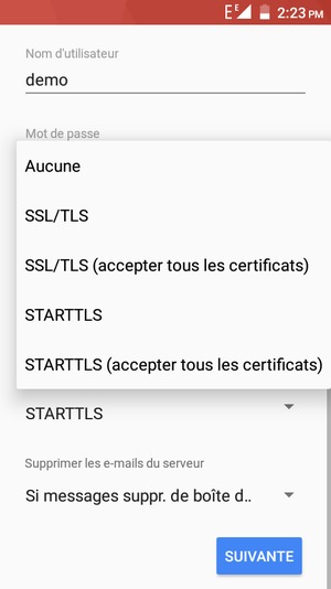 Sélectionnez Type de sécurité et sélectionnez Aucune