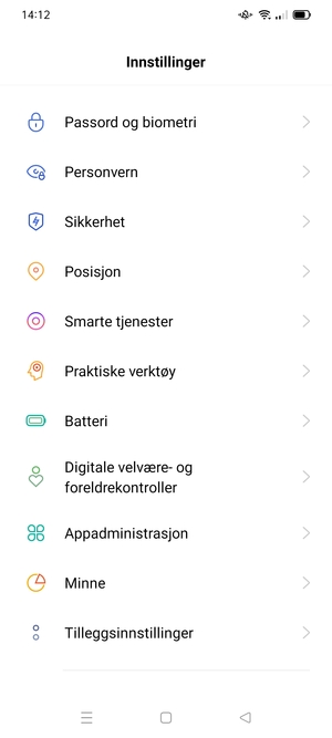 For å aktivere skjermlåsen, gå til Innstillinger-menyen og velg Passord og biometri