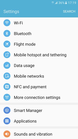 Scroll to and select Mobile networks