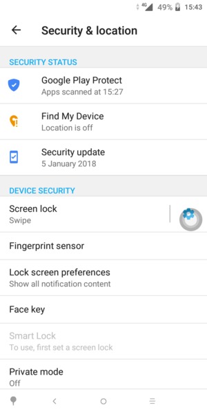 Select Screen lock