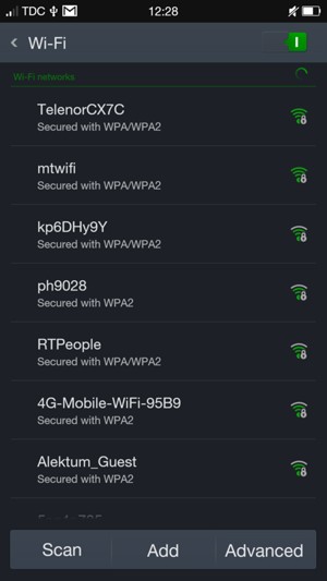 Select the wireless network you want to connect to