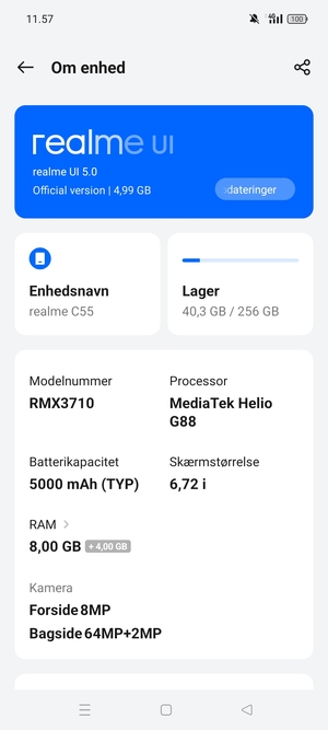 Vælg realme UI