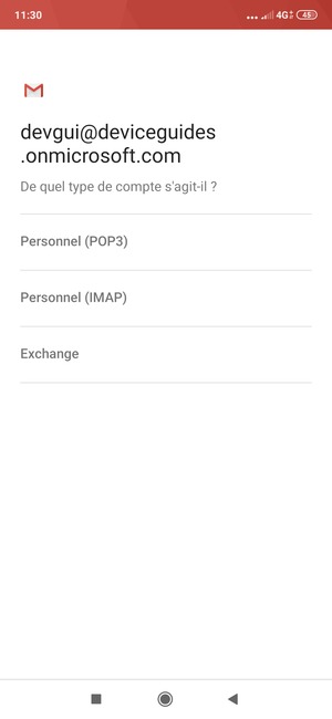 Sélectionnez Exchange