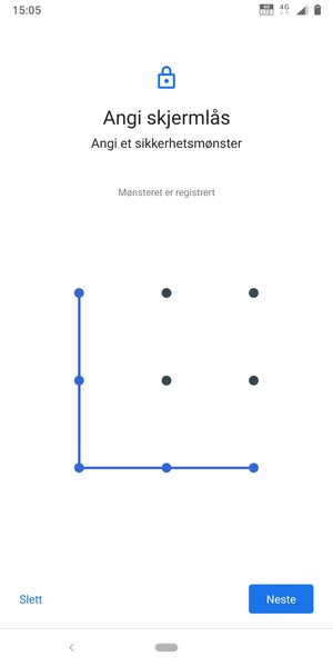 Tegn et opplåsingsmønster og velg Neste