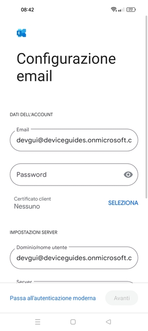 Inserisci la tua password