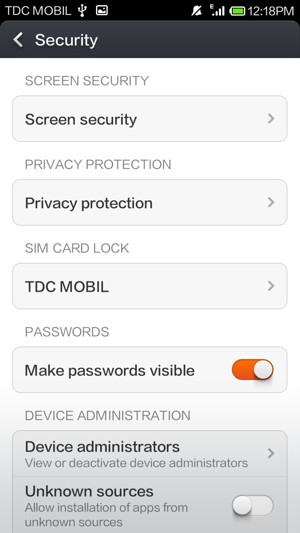 Select SIM card lock