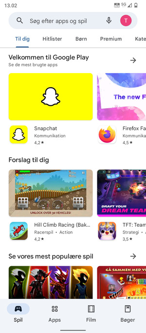 Vælg søgefeltet