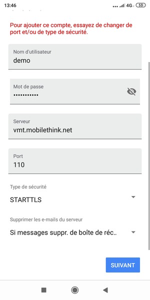 Sélectionnez Type de sécurité