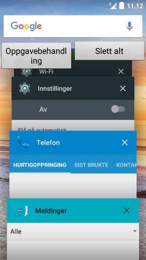 Velg Slett alt for å lukke alle programmer som kjører