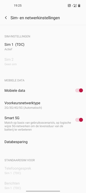 Selecteer Voorkeursnetwerktype