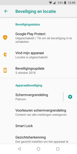 Uw telefoon is nu beveiligd met een schermvergrendeling