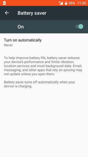 Turn on Battery saver