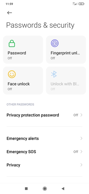 Scroll to and select Privacy