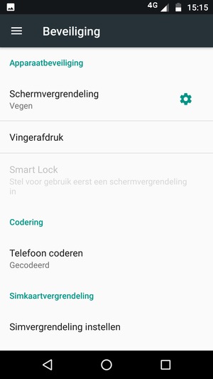 Om uw schermvergrendeling te activeren, ga naar het Beveiliging-menu en selecteer Schermvergrendeling
